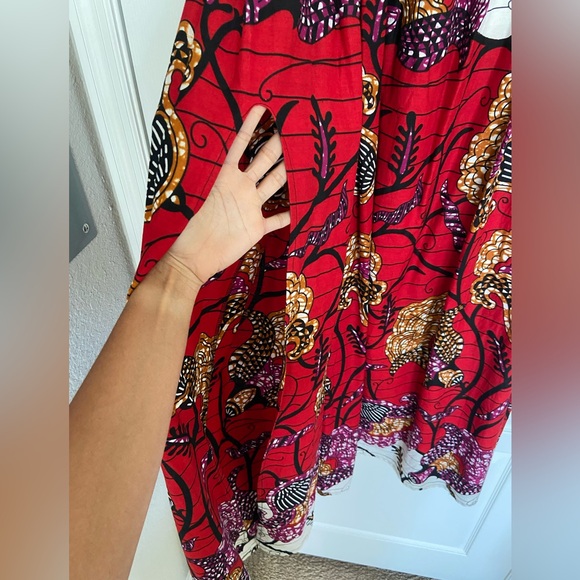 Grass fields African print skirt with slit size L - Picture 3 of 4